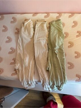 Larkspur Baby Zip Bamboo Rompers- Cream & Sage Bundle